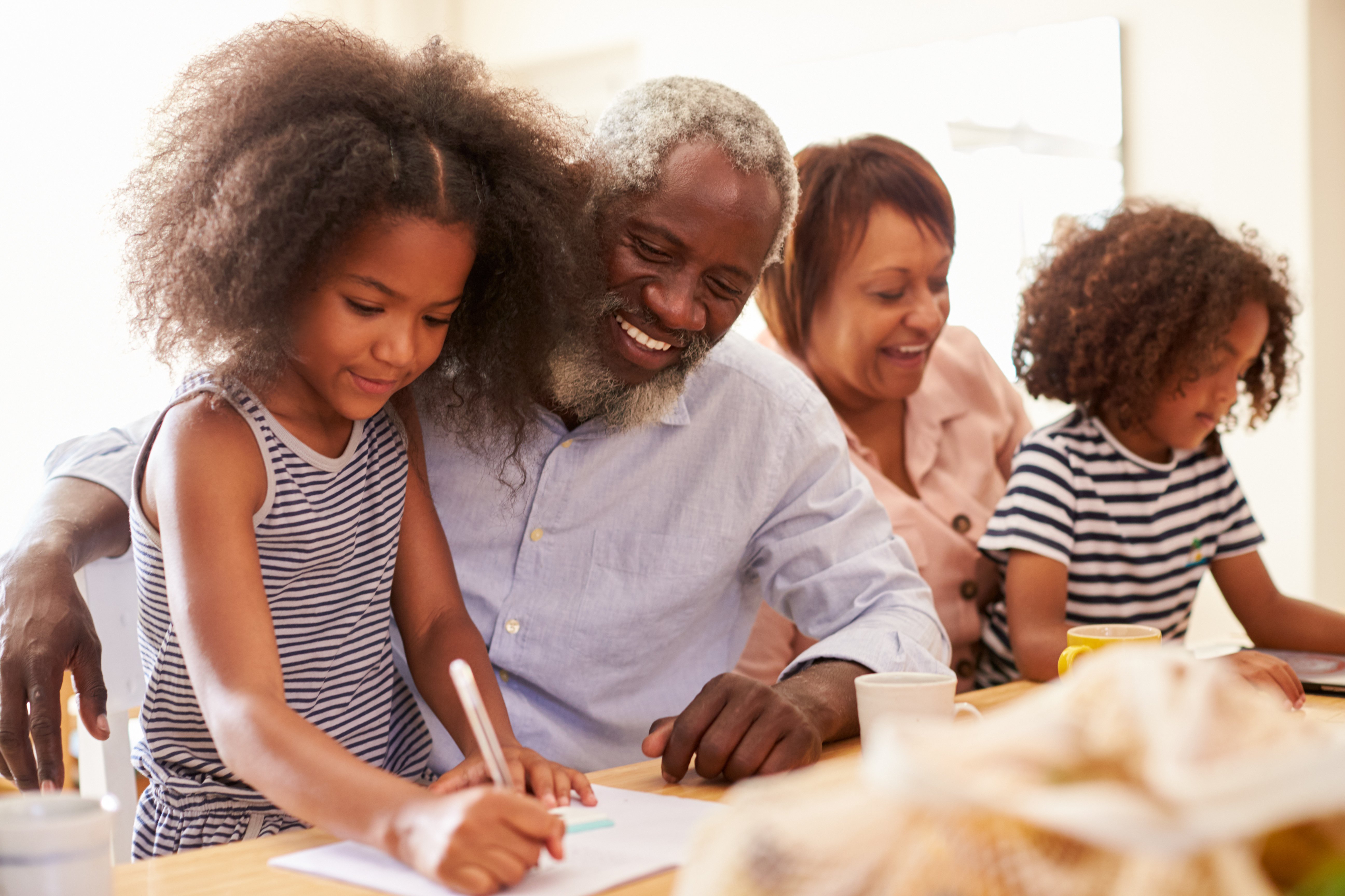 African American Grandpa with kids